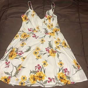 Express size small petite summer short dress white with flowers